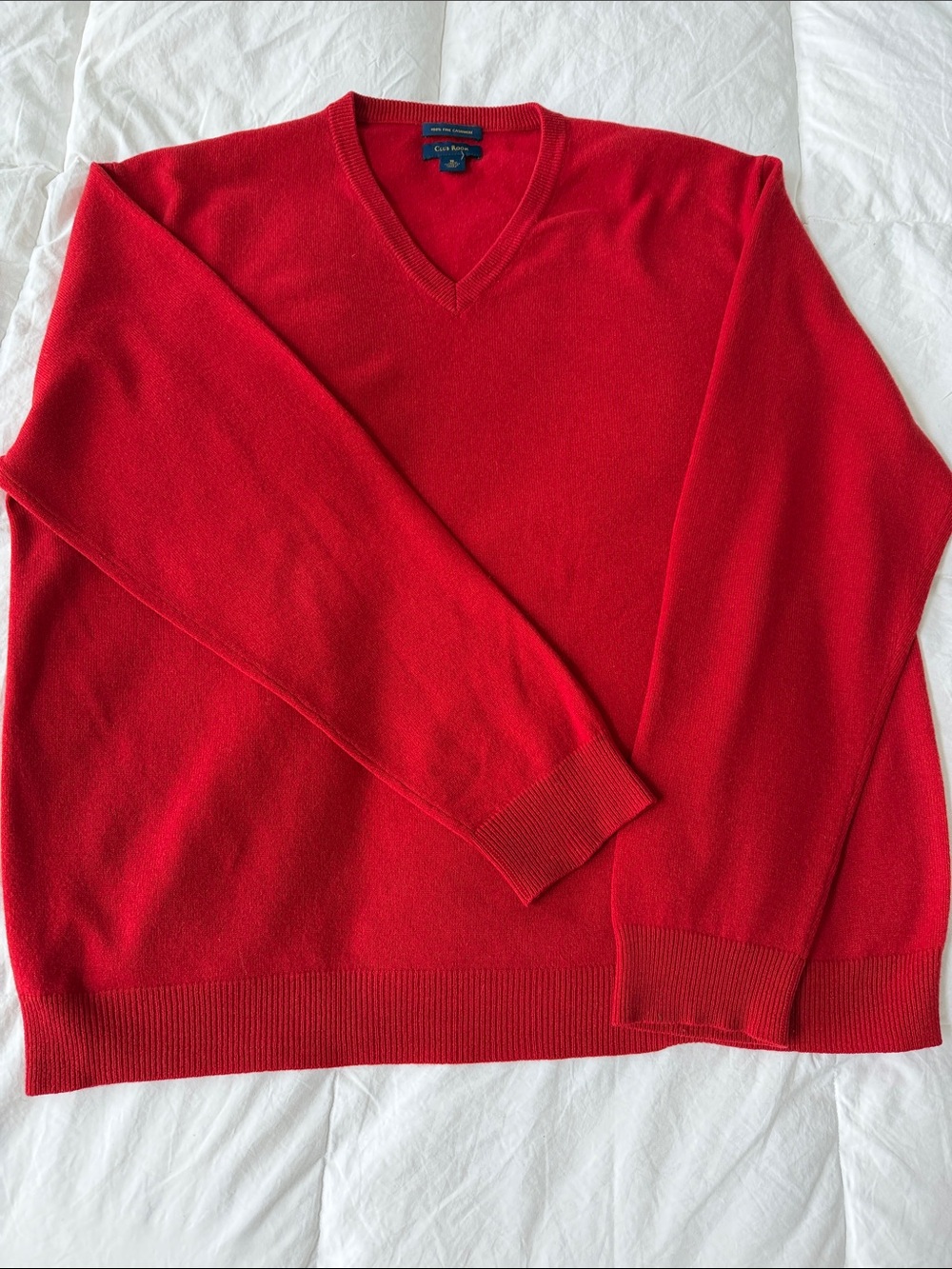 Charter Club Bright Red V-Neck Men's Sweater